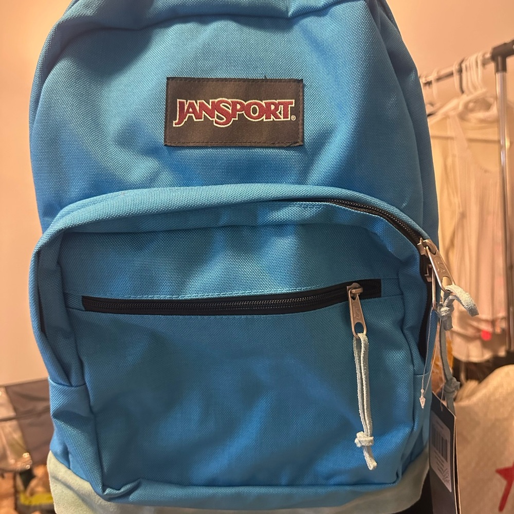 NEW JanSport Blue Backpack with Leather Bottoms